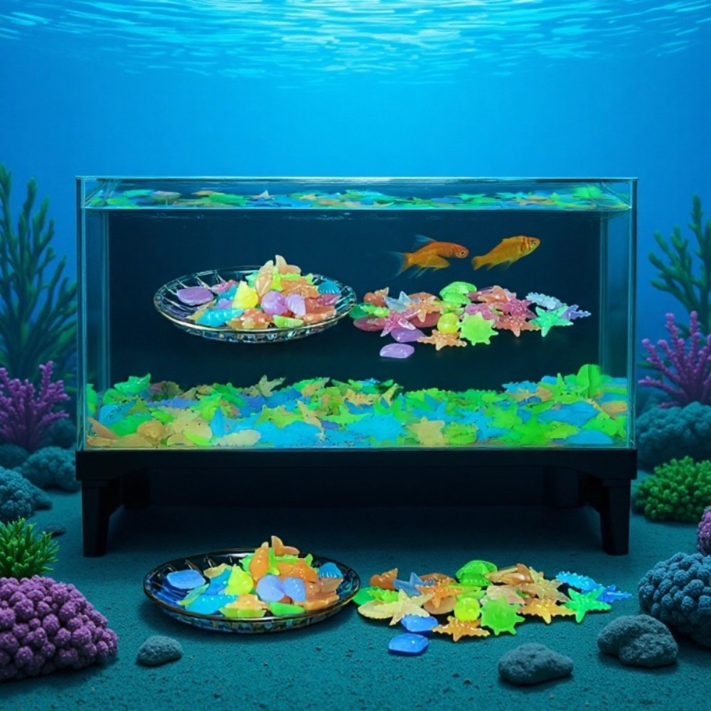 Aquarium Plant Design - Glowing Luminous Ocean Stones Fluorescent Conch