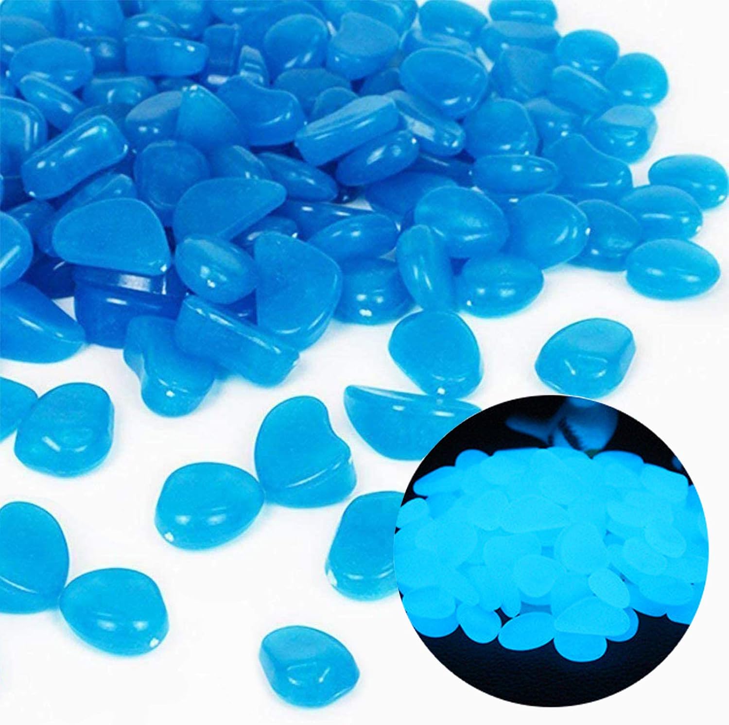Aquarium Planted Fish Tank - Fish Tank Rocks Glow Blue Pebbles