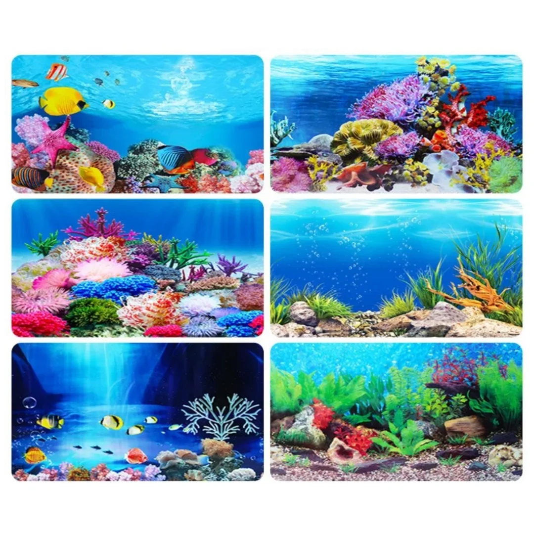 Background Aquarium 3D Sticker - Aquarium Plant Design ulasan dan harga