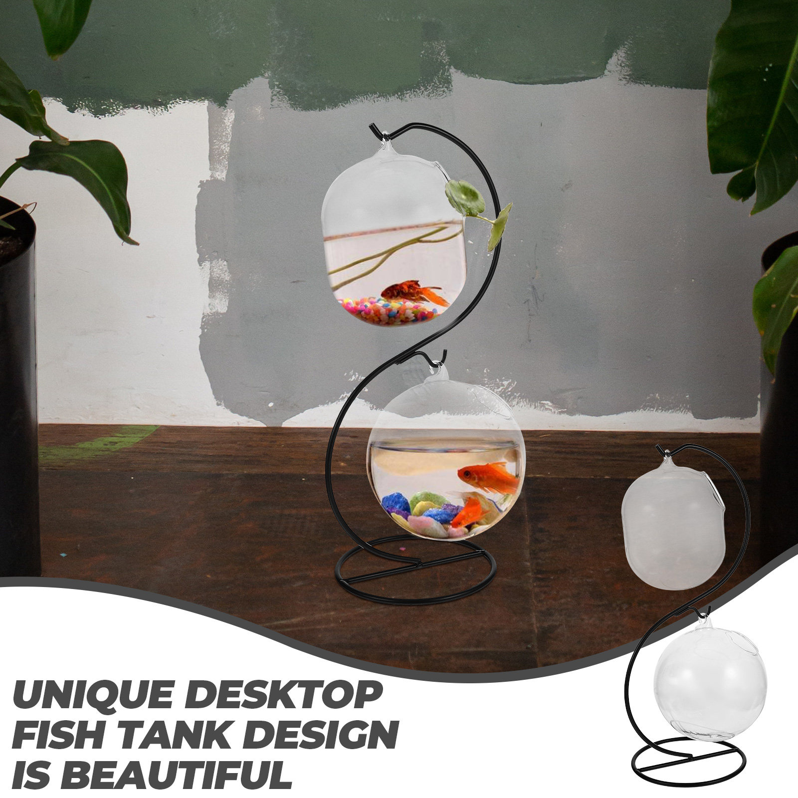 1Set Creative Desktop Fish Tan - Aquarium Planted Fish Tank ulasan dan harga
